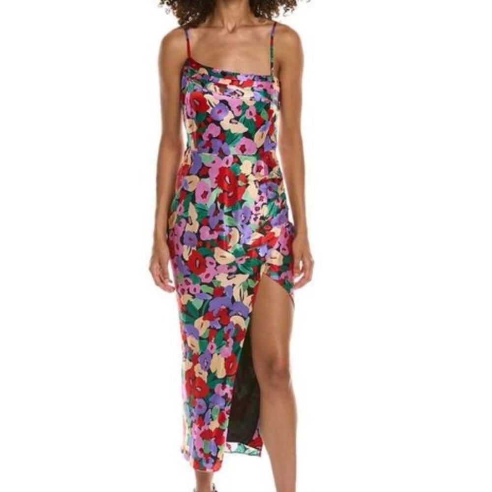 NICHOLAS Skyler Draped Midi Dress Cabra Print Silk 4